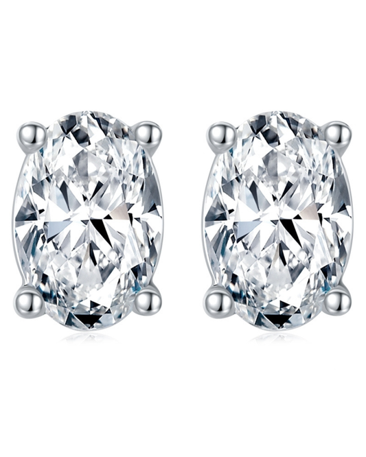 Aros de Plata 925 Rodinados y Cristal Swarovski de 4x6mm