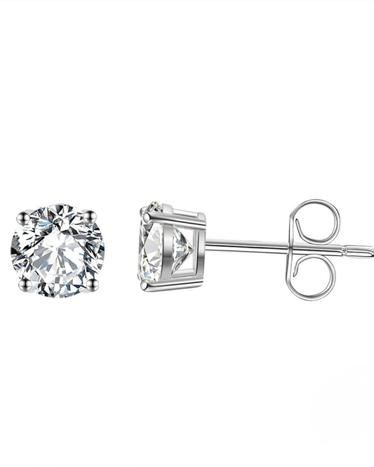 Aros de Plata 925 Rodinados y Cristal Swarovski de 4mm