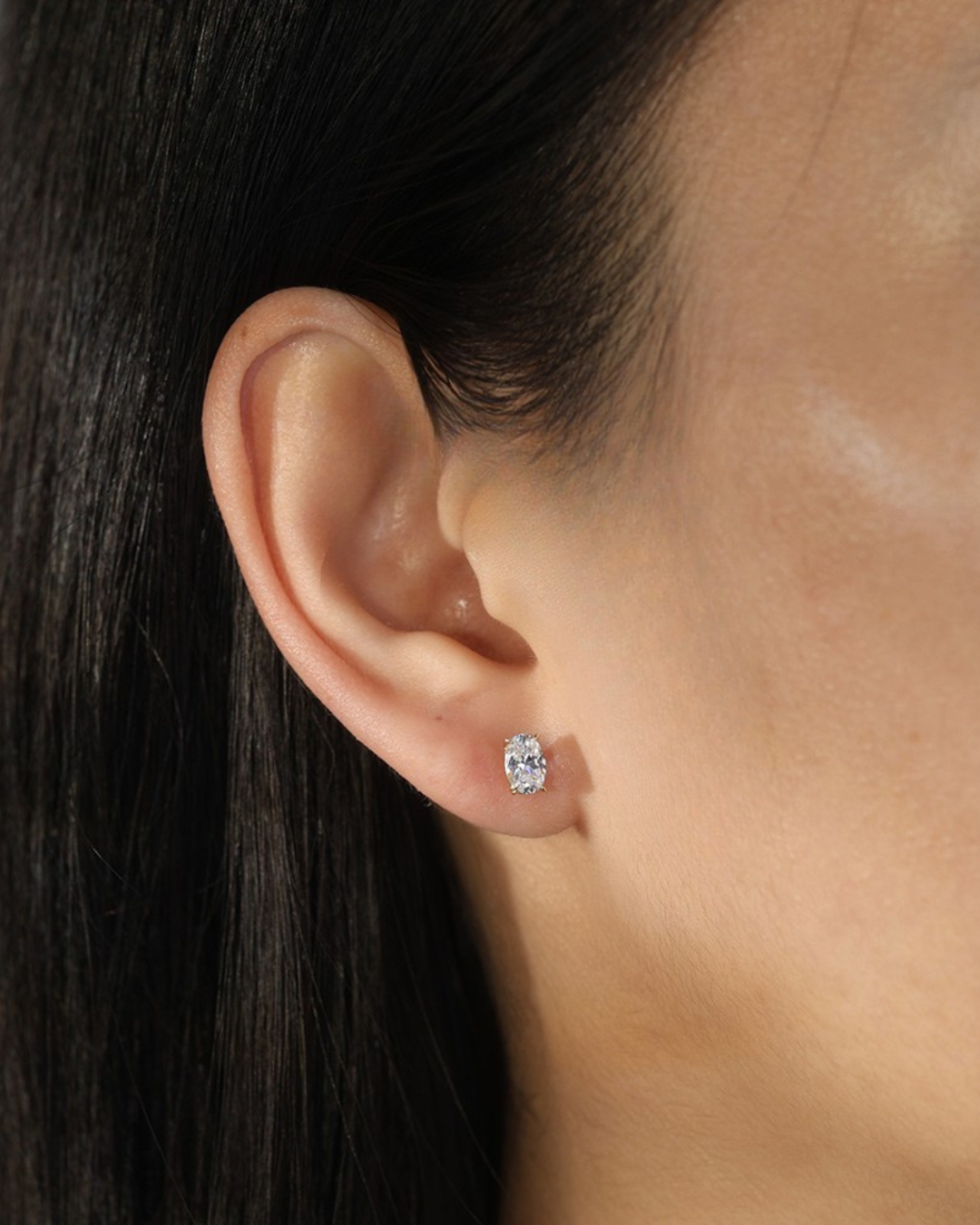 Aros de Plata 925 Rodinados y Cristal Swarovski de 5x7mm