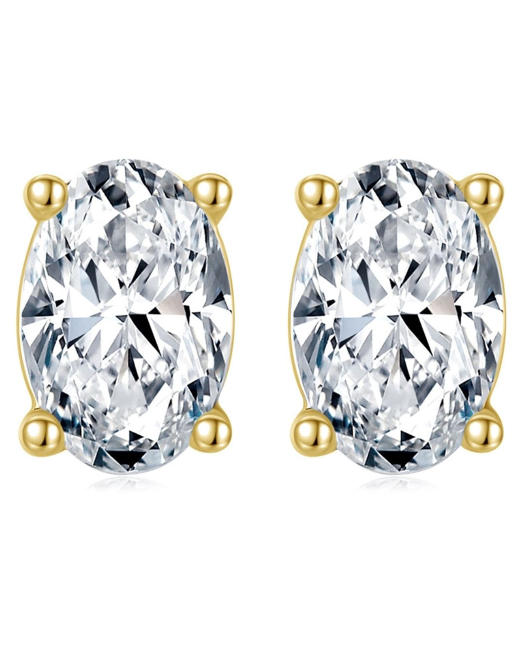 Aros de Plata 925 Bañados en Oro de 14 K y Cristal Swarovski de 4x6mm