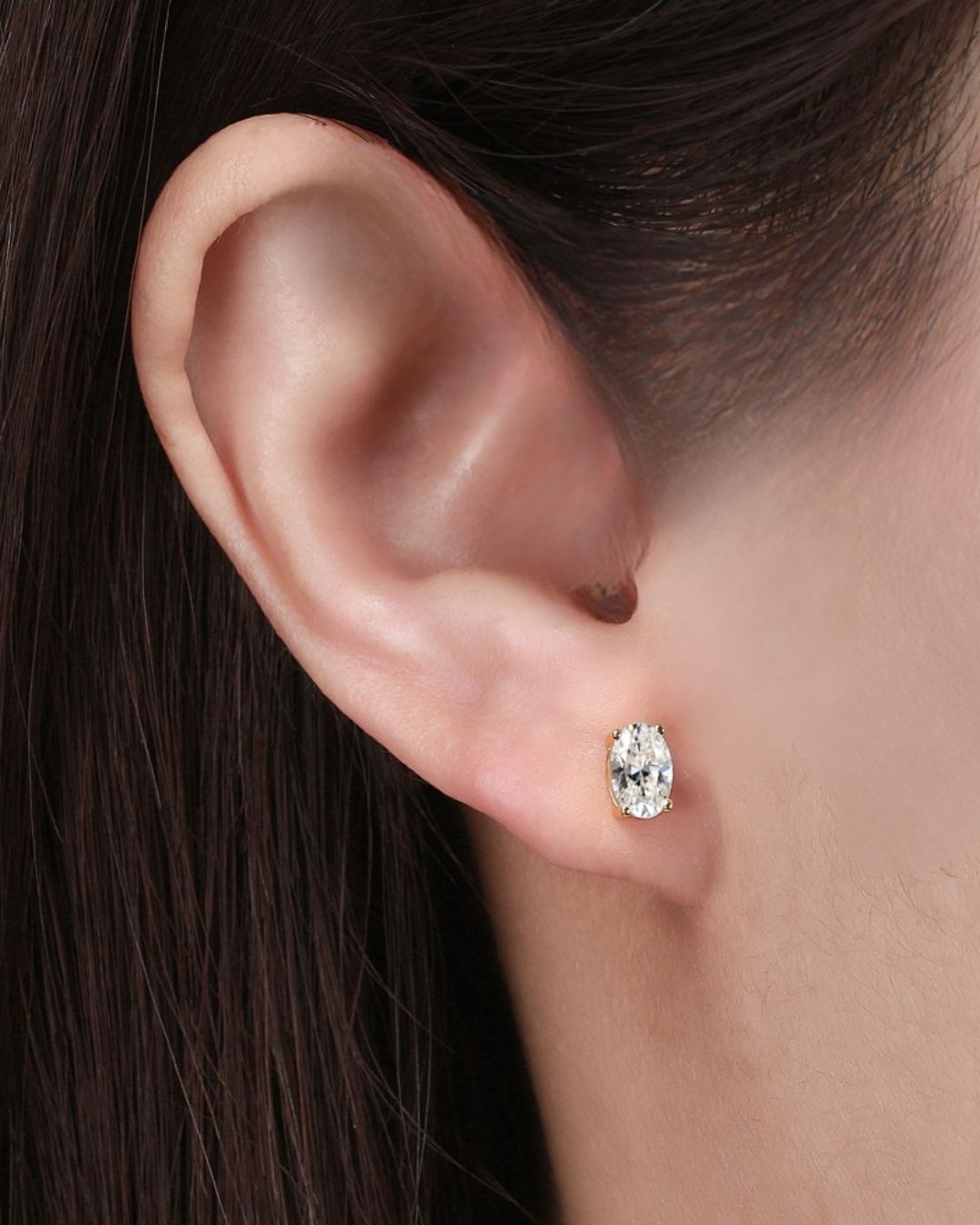 Aros de Plata 925 Bañados en Oro de 14 K y Cristal Swarovski de 4x6mm