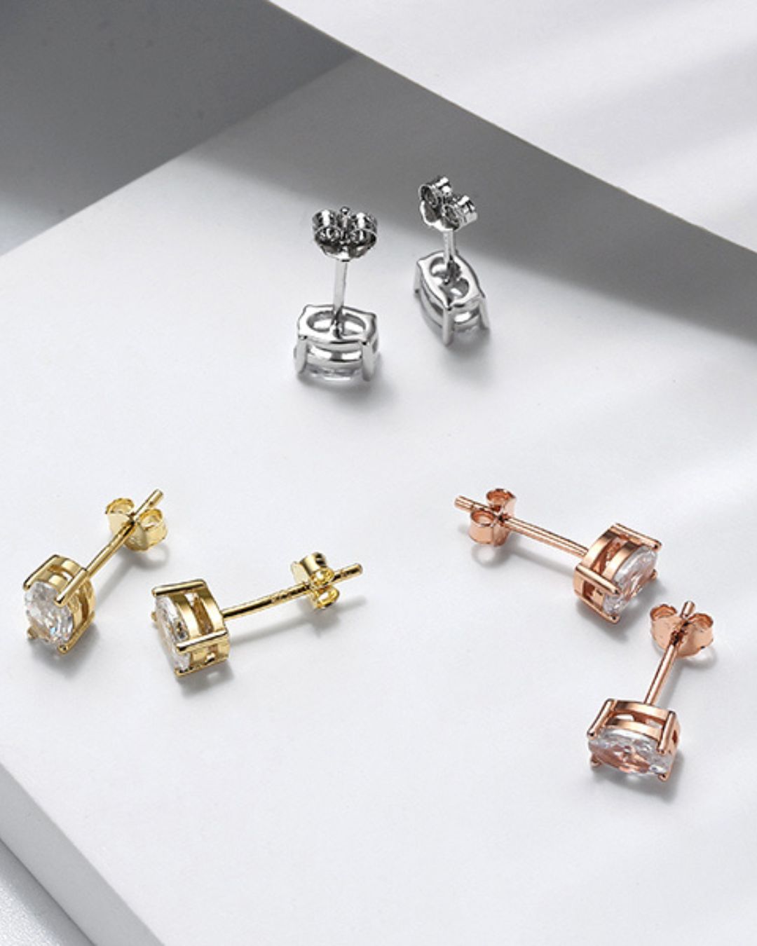 Aros de Plata 925 Bañados en Oro de 14 K y Cristal Swarovski de 4x6mm