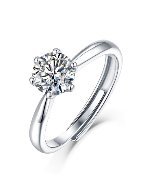 Anillo SiriusB Plata 925 con Moissanita de 1 Quilate Ajustable