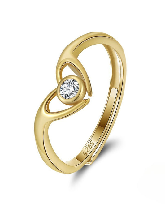 Anillo Plata Italiana 925 bañado en Oro de 14K con Cristal Austriaco. Ajustable