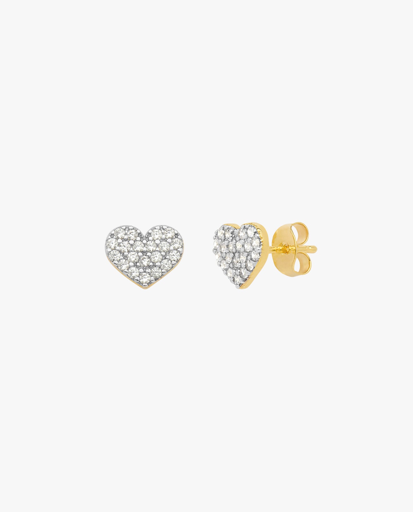 Aros Stud Corazón Baño de Oro 18k/Rodinados