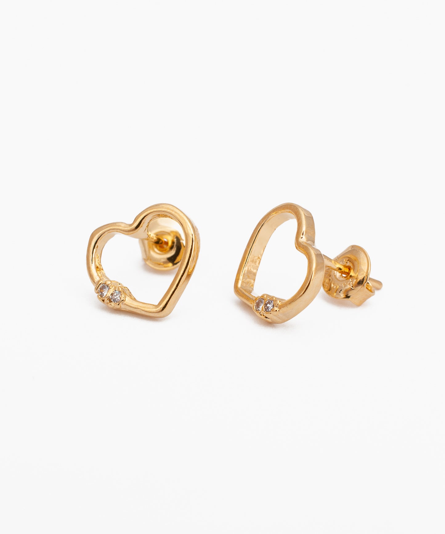 Aros Corazón Baño de Oro 18k