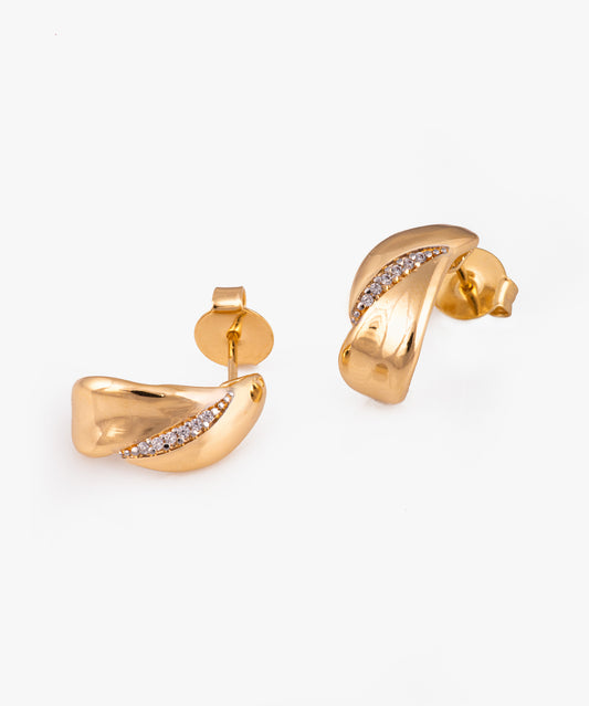 Aros media argolla Baño de Oro 18k