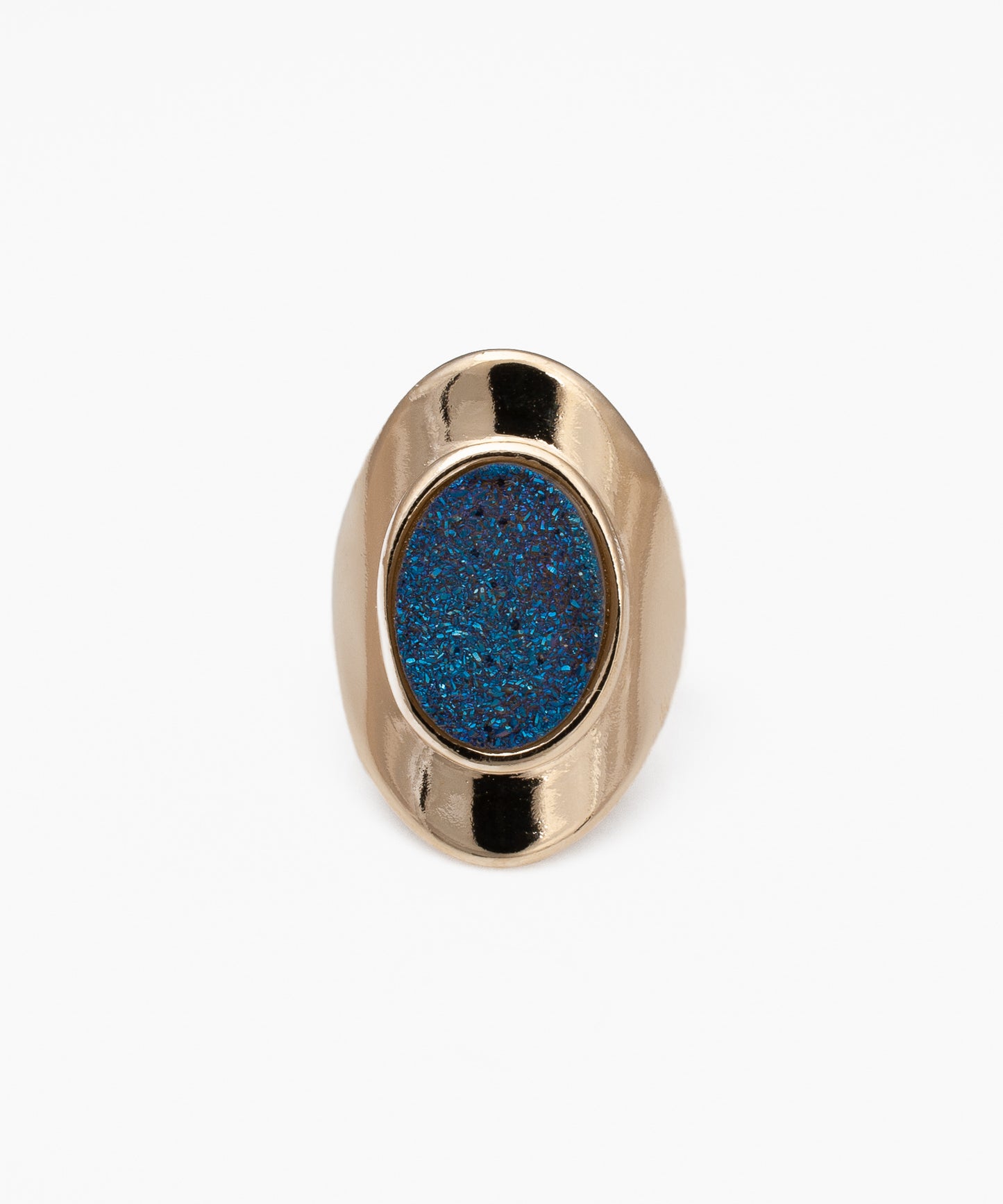 Anillo KATA Drusa Metalizada azul y Baño Oro 18k