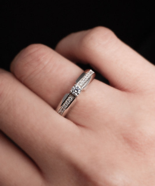 Anillo solitario PAULETTE Plata Italiana 925 Rodinada