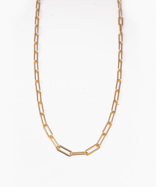 Cadena paperclip de Plata 925 con Baño de Oro 18k 40cm